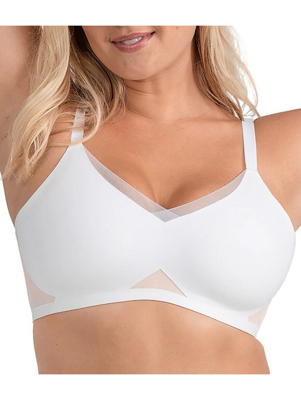 Honeylove Wire Free Cross Over Bra White Size 1x Stretch Comfort Adjustable EUC
